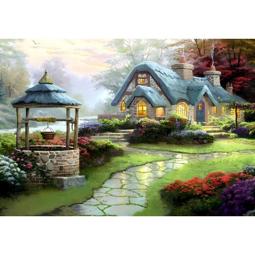 hill froeistung Landscape Diamond Art Painting Kits for Adults: Country Diamond Art Painting Cottage DIY 5d Diamond Art Kit Full Drill Diamond Art for Wall Decor 12 x 16 Inch