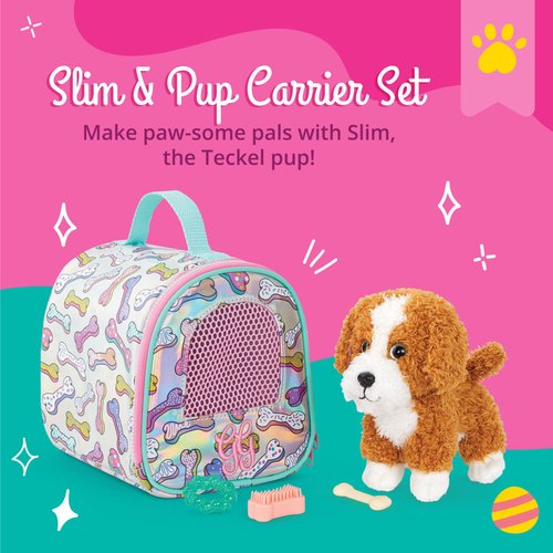 Glitter Girls – Stuffed Dog & Carrier – Doll Accessories – Golden Labradoodle – Toys for Kids 3 Years+ – Froo Froo & Pup Carrier Set