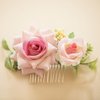 Fangsen Wedding Boho Pink Yellow Rose Flowers Floral Comb With Hair Clip Hair Accessories Floral Hair Headpiece for Brides and Bridesmaids