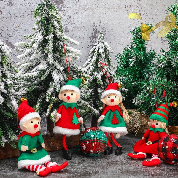 Civaner 4 Pieces Christmas Elf Dolls Christmas Stuffed Dolls Elf Plush Dolls Christmas Novelty Toys Elves for Holiday Party New Year Santa Plush Toys Fun Decorations for Little Boys and Girls