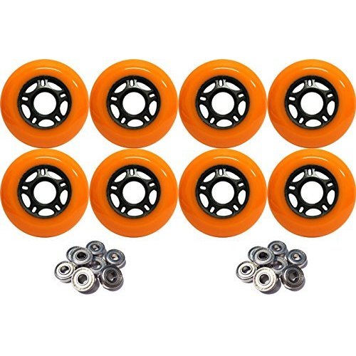 Player's Choice Outdoor Inline Skate Wheels 89a - Choose Size, Color, and Bearings (Orange, 72mm 8-Pk, ABEC 5 Bearings)