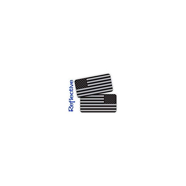 Pair - Reflective Stealthy American Flag Hard Hat Stickers | Black Ops Decals | Tactical Gear Survival Labels | USA Flags Toolbox Helmet Patriotic Old Glory