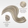 EYEFULL STELL Clip in Human Hair Extensions 22inch 120g 7PCS Ash Brown Highlights Platinum Blonde Remy Natural Straight Invisible Double Weft Clip ins Real 100% Human Hair Extensions Clip on Hair