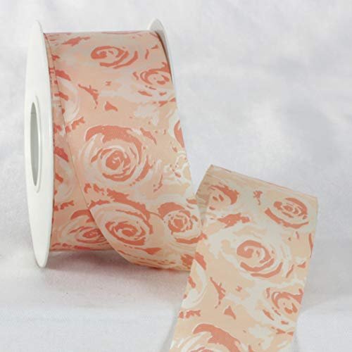 Starfish Orange and Cream White Floral Ribbon 1.5" x 27 Yards