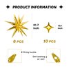 Gold Star Foil Balloons Kit with 6 Pack 12 Point Star Balloons Starburst Cone Balloons Spike Balloons and 10Pcs Four Pointed Star Balloos for Wedding Baby Shower Photo Booth Birthday Party Supplies