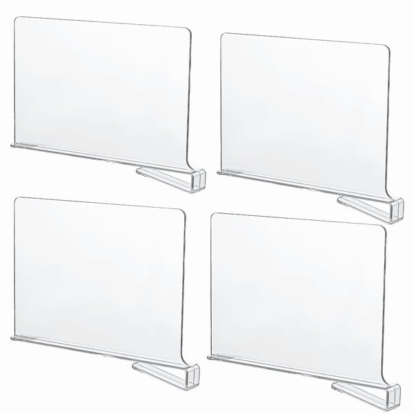 CY craft Acrylic Shelf Dividers for Closets,Wood Shelf Dividers, 4 PCS Clear Shelf Separators,Perfect for Clothes Organizer and Bedroom Kitchen Cabinets Shelf Storage and Organization