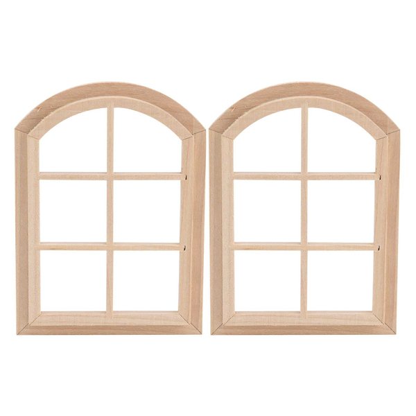 Dollhouse Wooden Window, 1/12 Scale Miniature Arched Dollhouse Window House Model Accessories Golfclubcover Simulation Furniture