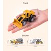 Mini Construction Toys for Kids, Die Cast Construction Truck Vehihcles with Stickers for Toddler Age 3 4 5 6 7 8 Years Old, Metal Dump Truck, Excavator Sandbox Car Toys for Outdoor Pretend Play