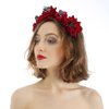 Woeoe Halloween Skull Headband Day of the Dead Costume Flower Crown Red Rose Floral Spider Headpiece Accessory for Women and Girls