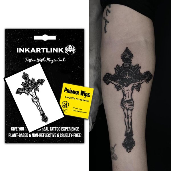 INKARTLINK Temporary tattoo, magical tattoo lasts 7-15 days, waterproof and non-reflective, exquisite packaging, unique design(Rebirth Cross)