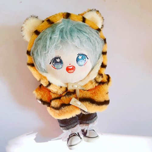 niannyyhouse Tiger Coat Fur Jeans 2-Piece Set 7.8in（20cm） Plush Doll Clothes Accessories (C)