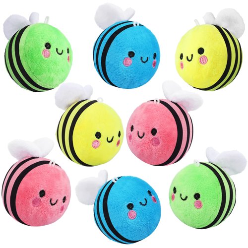 8 Pcs 3 Inch Stuffed Bees Plush Soft Bees Cute Small Bee Stuffed Animal Realistic Cartoon Little Honey Bee Stuffed Toy Adorable Bee Doll for Bee Birthday Party Decorations DIY, 4 Colors