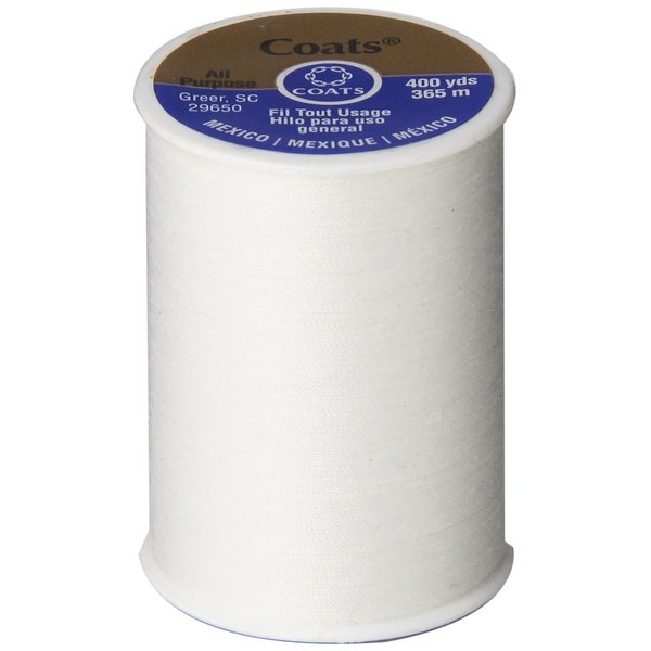 Coats & Clark All Purpose Thread 400 Yards White (ONE spool of yarn)