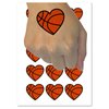 Heart Shaped Basketball Sports Temporary Tattoo Water Resistant Fake Body Art Set Collection - 15 2" Tattoos (1 Sheet)