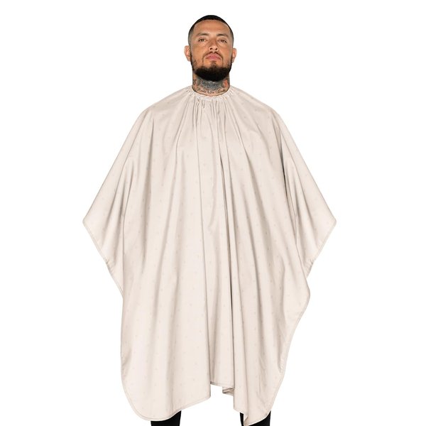Barber Strong The Barber Cape Haircut Cover for Men, Hair Repelling and Static-Reducing Material, Flexible Elastic Neckband, Water Resistant Fabric, Oversized for Complete Coverage - Khaki Shield