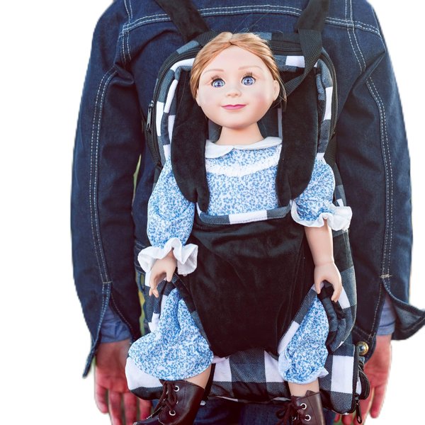 THE QUEEN'S TREASURES White and Black Doll Carrier Backpack and Doll Sleeping Bag, Compatible with 18" American Girl & 15 in Bitty Babies. Doll NOT Included