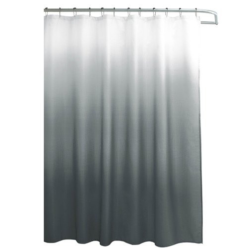 Creative Home Ideas Waffle Weave Shower Curtain Set, 70" x 72", Dark Grey Ombre 13 Piece