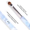 French Manicure Brush -Two Way Nail Art Brush with Dotting Manicure Tool for Manicure Cuticle Clean Up Nail Art Design- Professional Nail Salon Quality Brush, Nail Dotting Pen (12#, Blue)