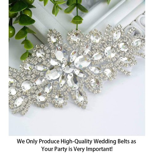 ShiDianYi Elegant Sash/Wedding Applique - Rhinestones Hot Fix or Sew On Belt Sash for Dress