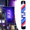 Barber Pole Light, LED Pole Light 3 Color Stripes Wall Lamp 110V Barber Sign Rotating LED Pole Light Remote Control Red Blue White Stripes Wall Lamp Hair Salon