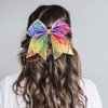Dizila 12 Pieces Colorful Sparkly Sequin Big Bow Hair Ties Elastics Rubber Bands Ponytail Holders Hair Scrunchies Ropes Accessories for Women Girls Teens Kids