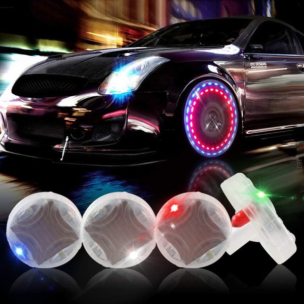 KaiDengZhe Solar Car Tire Wheel Lights LED Car Wheel Tire Air Valve Cap Light with Motion Sensors Flashing Colorful LED Gas Nozzle Cap Tire Light Use for Car Motorcycles Bicycles （Pack of 4）