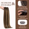 GOO GOO Clip in Hair Extensions Real Human Hair, 16inch 130g 9Pcs, 4/27/4 Balayage Chocolate Brown to Caramel Blonde, Remy Human Hair Extensions Clip ins for Women, Natural Human Hair