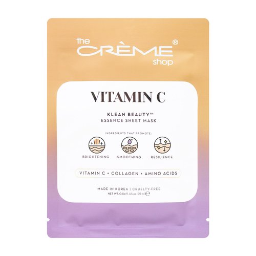 The Crème Shop Korean Skin Care Vitamin C Face Sheet Mask - Anti Aging, Dark Circles, Wrinkles, Increases Collagen Production for Sensitive, Oily, Dry Skin Type - 5 Sheets Set