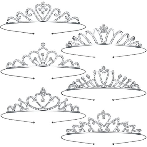 Chuangdi 6 Pieces Tiara for Women Crystal Tiara Crowns for Girls Rhinestone Headpiece Bridal Wedding Headband Birthday Prom Pageant Party Hair Accessories