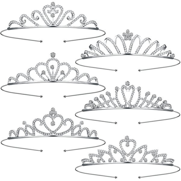 Chuangdi 6 Pieces Tiara for Women Crystal Tiara Crowns for Girls Rhinestone Headpiece Bridal Wedding Headband Birthday Prom Pageant Party Hair Accessories