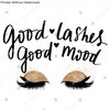 Wall Art Poster Print of Good Lashes, Good Mood. Handwritten Quote. Calligraphy Phrase for Beauty Salon, Lash Extensions Maker, Decorative Beauty Blogs. Closed Eyes. Glitter Eyeshadow. Fashion Makeup