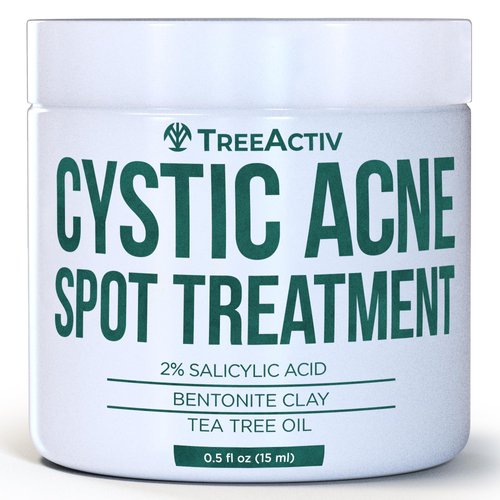 TreeActiv Cystic Acne Spot Treatment - Salicylic Acid, Acne Treatment for Face, Acne Spot Cream, Hormonal Acne Treatment, Acne Spot Treatment for Face and Body, Acne Cream for Teens & Adults 0.5 fl oz