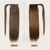 JIAMEISI Ponytail Extension Human Hair Wrap Around Clip in Hair Piece Ponytail Extension Human Hair Straight Ponytail Hair Extensions with Magic Paste 70G 16 Inch #4 Medium Brown