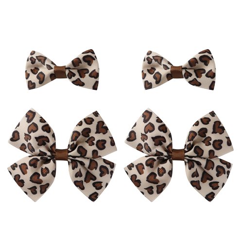 4Pcs Leopard Hair Bow Clips Girls Women Cheetah Print Costume Accessories