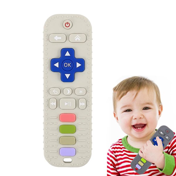 Censib Baby Teething Toys,Silicone Chew Toy for Infant Toddlers,TV Remote Control Toys for Baby Teething Relief,Teething Toys for Babies 0-24 Months BPA Free (White)