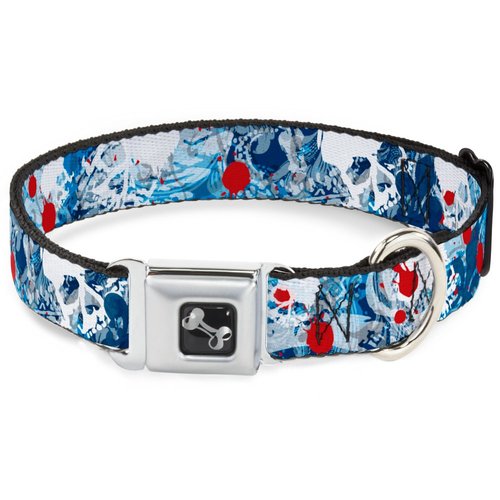 Dog Collar Seatbelt Buckle Gothic 7 11 to 17 Inches 1.0 Inch Wide