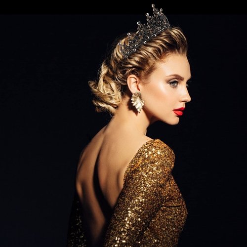 CAVETEE Black Crown for Women Gothic Crown Headpiece Halloween Decorations Birthday Tiara Vintage Rhinestones Black Baroque Queen Crown Wedding Bridal Crown Black Tiaras and Crowns for Women Girls