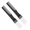 2pcs Black Metal Prong Pick Combs Parting for Women, Double-Head Parting Teasing Comb with Metal Pick Fork Comb Tool Hair Picking Comb for Hair Styling Salon Thick Thin Hair