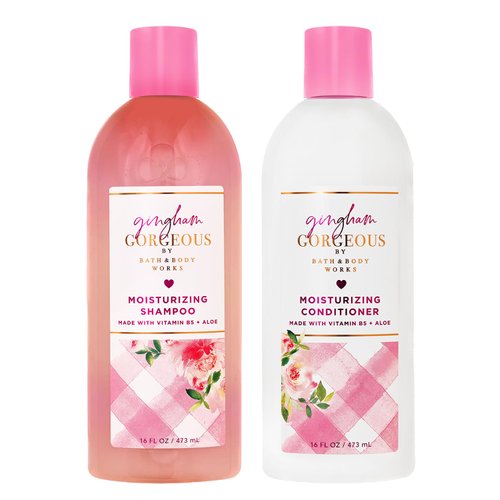 Bath + Body Works Gingham Gorgeous Shampoo w/Gingham Gorgeous Conditioner - Pair of 2 bottles, 16 oz ea - Cleansing, Hydrating Shampoo w/Detangling, Moisturizing Conditioner for Shower Hair Care