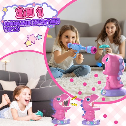 EagleStone Remote Control Dinosaur Shooting Toys for Boys &Girls, Electronic Moveable Shoot Game with Spay, Auto Scoring, Light & Sounds,Party Favors, Carnival Games,Toys for Kids 3 4 5 6 7 8 Year Old