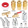 Hromee 18 Pieces Air Coupler and Plug Kit, 1/4-Inch NPT Air Hose Fittings and Compressor Accessories with Universal Quick Coupler, Brass Ball Valve, Swivel Air Plug and Tee Pipe Fitting