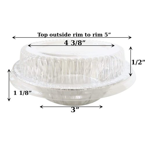 KitchenDance Disposable Aluminum Foil Tart Pan with Lid - 5" Aluminum Foil Individual Pie Pans, Baking Pan Perfect for Pies, Cobblers - 501P, (50)