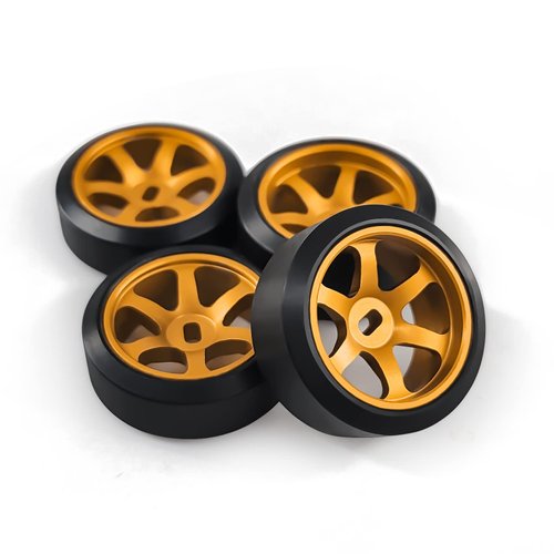 Abendor 6 Spoke Wheel Rims & Rc Car Drift Tires for 1/28 RC Hobby Model Car, [2*Narrow+2*Wide] 4 Pcs 20mm Aluminum Alloy Rims with Tires for Wltoys K969 K989 P929 AWD XRX AMZ WL DRZ GLA BZ