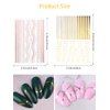 EBANKU 12 Sheets Gold Silver Metal Nail Stickers, Metallic Curve Strip Line Nail Decal Self-Adhesive 3D Wave Design DIY Decoration for Women Girls