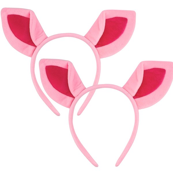 DaliDali Pig Ears Headband Pig Costume for Halloween Cosplay Party, Pig Ears Costume, Pig Headband One Size Fits All, Pink Adult (2 Count) Not For Kids!