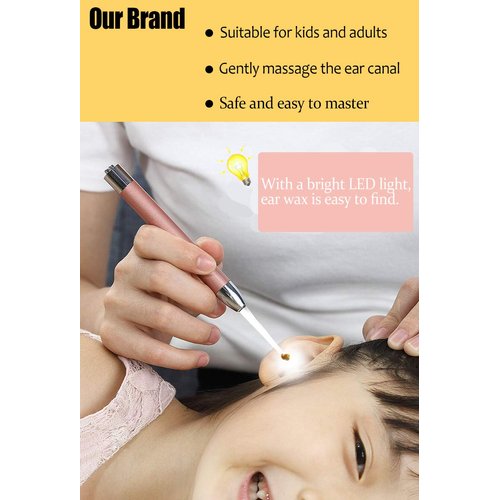 Ear Pick，Ear Wax Removal Tool，LED Lights Ear Cleaning Kit，Updated Version、Non-Slip，Soft Safety Spoon Head，Replaceable and Easy to Clean，Safe Material