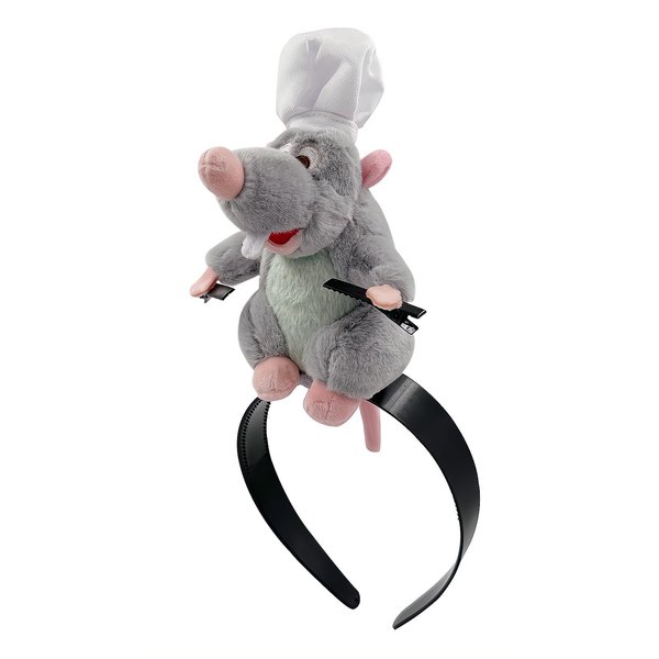 JEGERMIG Women's Funny Mouse Headband Cartoon Animal Ratatouille Plush Hairpin Headwear Halloween Accessories