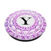 Cell Phone Pop Up Grip Holder,Monogram Mandala White Pink Y PopSockets Grip and Stand for Phones and Tablets