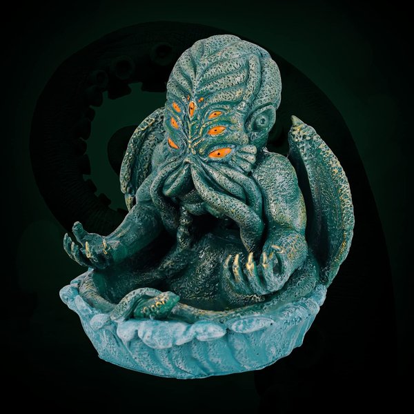 Cthulhu Dice Tower Resin and Hand Painted Dice Roller with Tray Table Top Gaming Accessories Roll for DND, RPG, Call of Cthulhu, Dungeons and Dragons, Pathfinder (Resin Cthulhu)