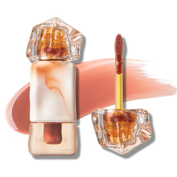 Mistine Makeup Lip Gloss Lip Plumber Non-sticky Tinted Lip Gloss Infused with 1% Peptide Moisturizing Shiny Lip Tint Hydrating Lifter Gloss Lightweight Feeling Lip Oil J01 Until Sunset 0.1 fl oz